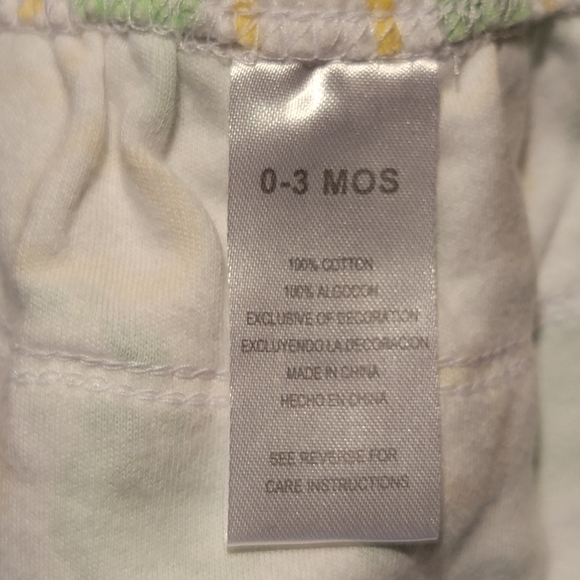 BABYWORKS 🍏 Sweet 2pc Green Yellow White "APPLE OF MY EYE" Ruffled Outfit 0-3M - Picture 15 of 16